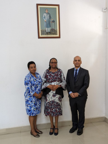 Justice Martha Koome (centre) and Justice Philomena Mwilu (left) with NLSIU Registrar Prof. N S Nigam (right)
